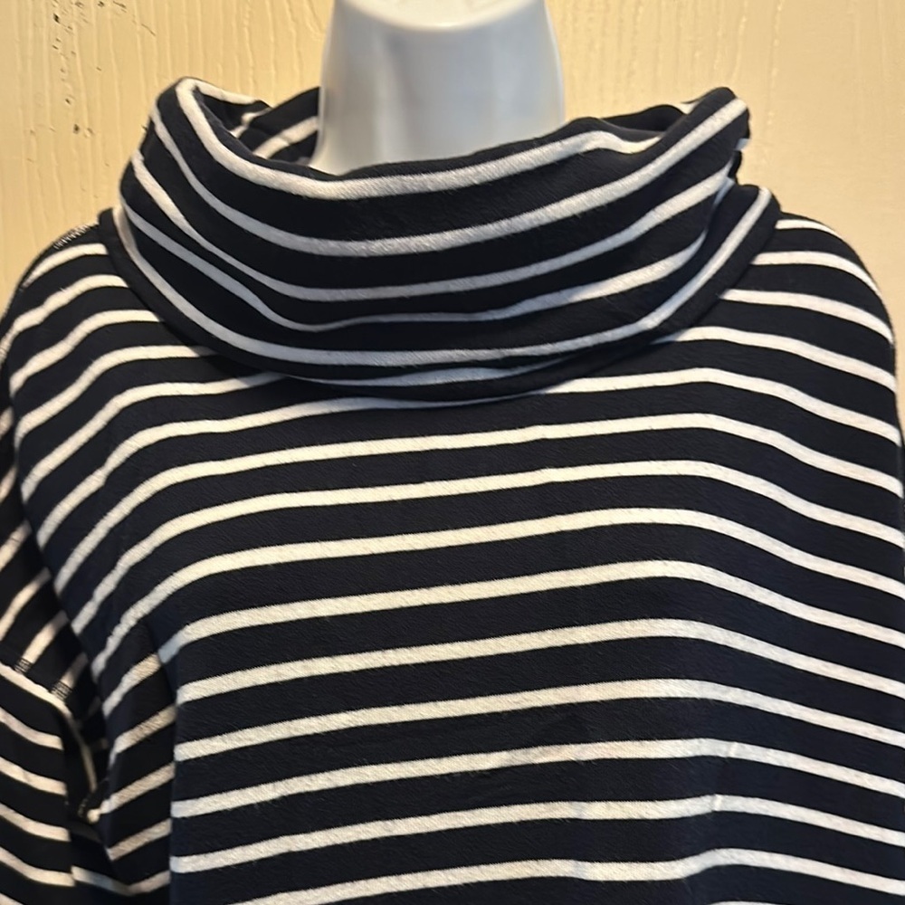 Gap M Petite Black & White Striped Roll Neck Top - Relaxed Fit, Short Sleeve - Picture 2 of 12